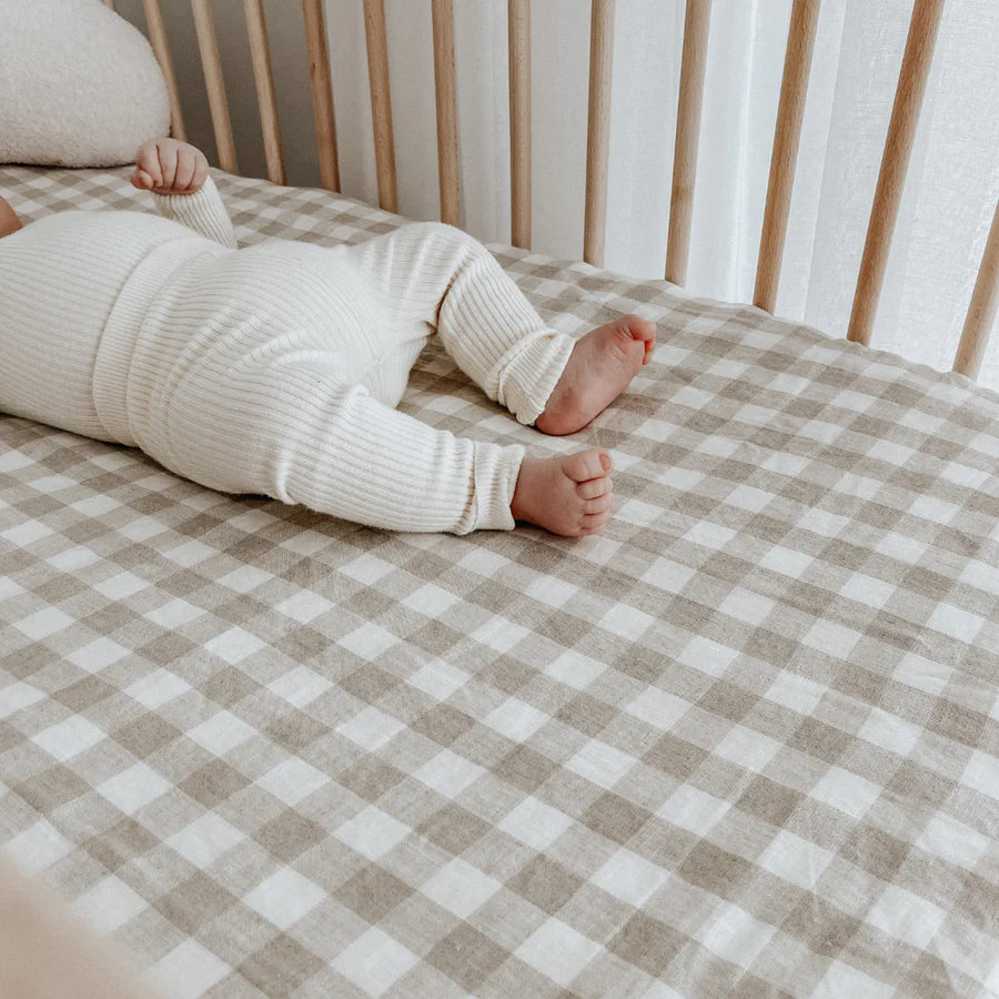 Linen fitted cot sheet best sale