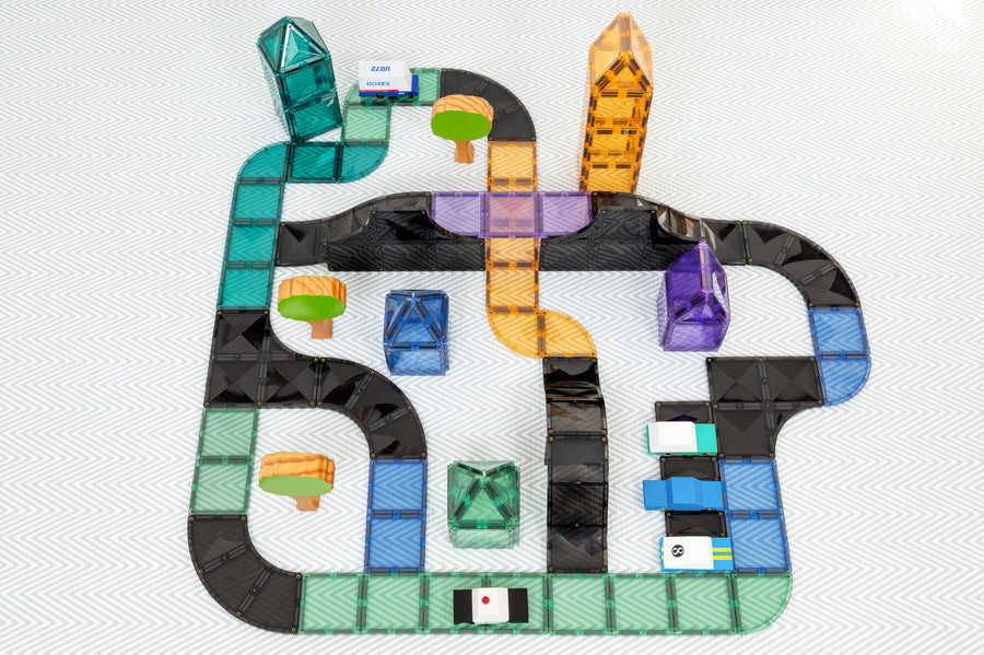 Connetix Magnetic Tiles | 16 Piece Ramps and Intersections Pack