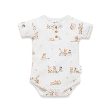 Aster & Oak | Short Sleeve Bodysuit, Teddy Picnic