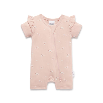 Aster & Oak | Pointelle Zip Romper, Petal