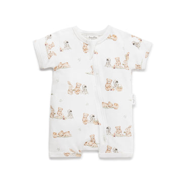 Aster & Oak | Zipped Romper, Teddy Picnic