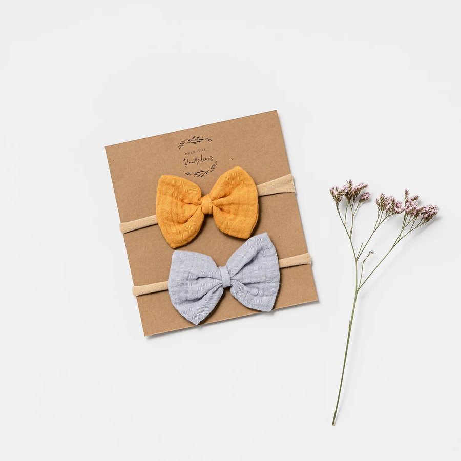 Over the Dandelions | Muslin Bow Headband - Saffron + Frost