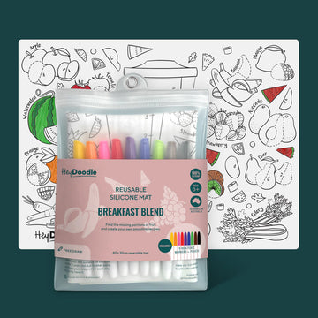 HeyDoodle | Reusable Colouring Mat, Breakfast Blend (Large)