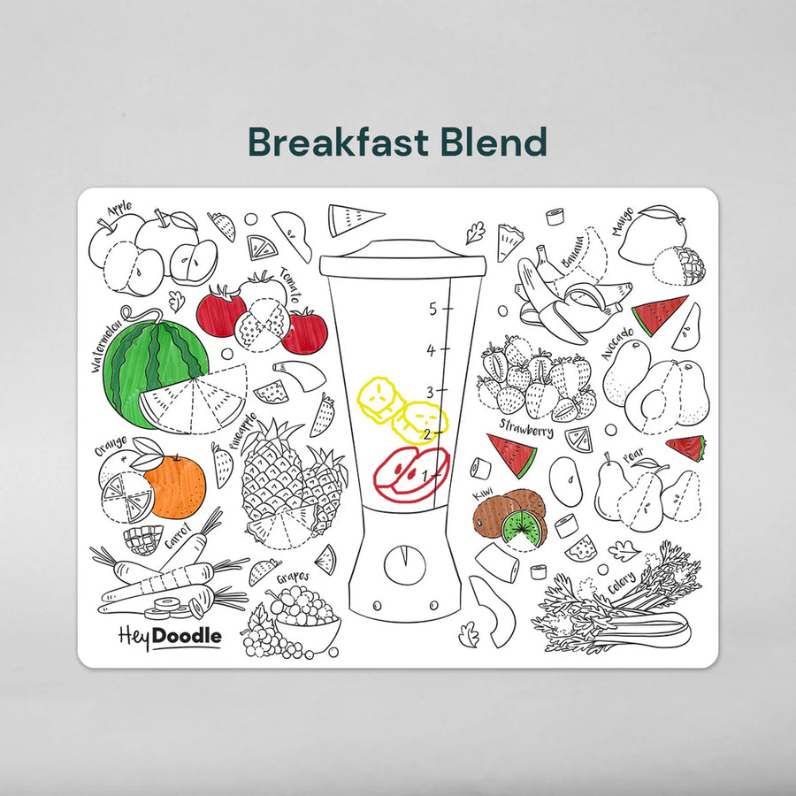 HeyDoodle | Reusable Colouring Mat, Breakfast Blend (Large)