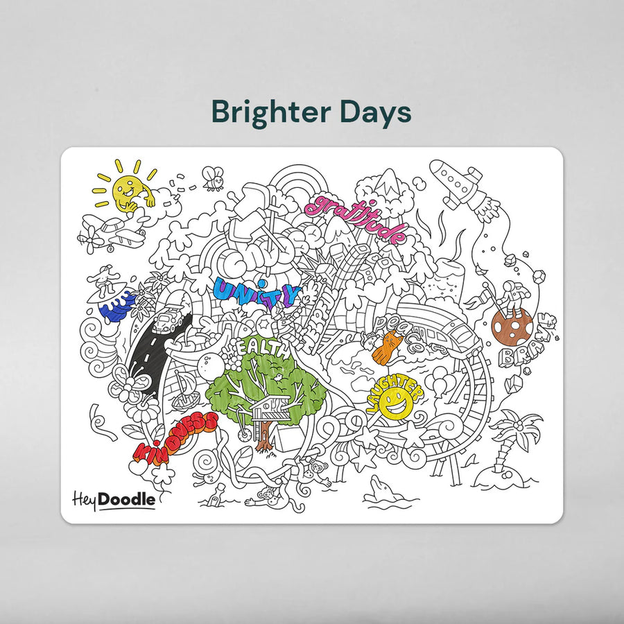 HeyDoodle | Reusable Colouring Mat, Brighter Days (Large)