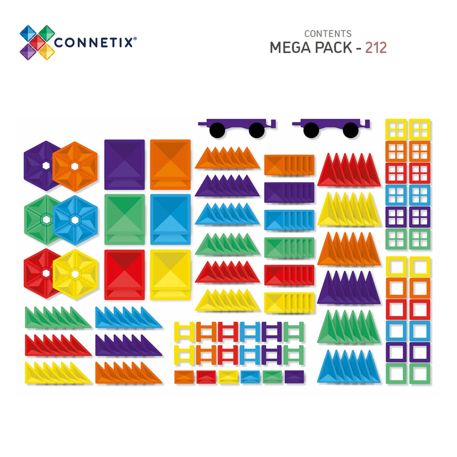 Connetix Magnetic Tiles | 212 Piece Rainbow Mega Pack