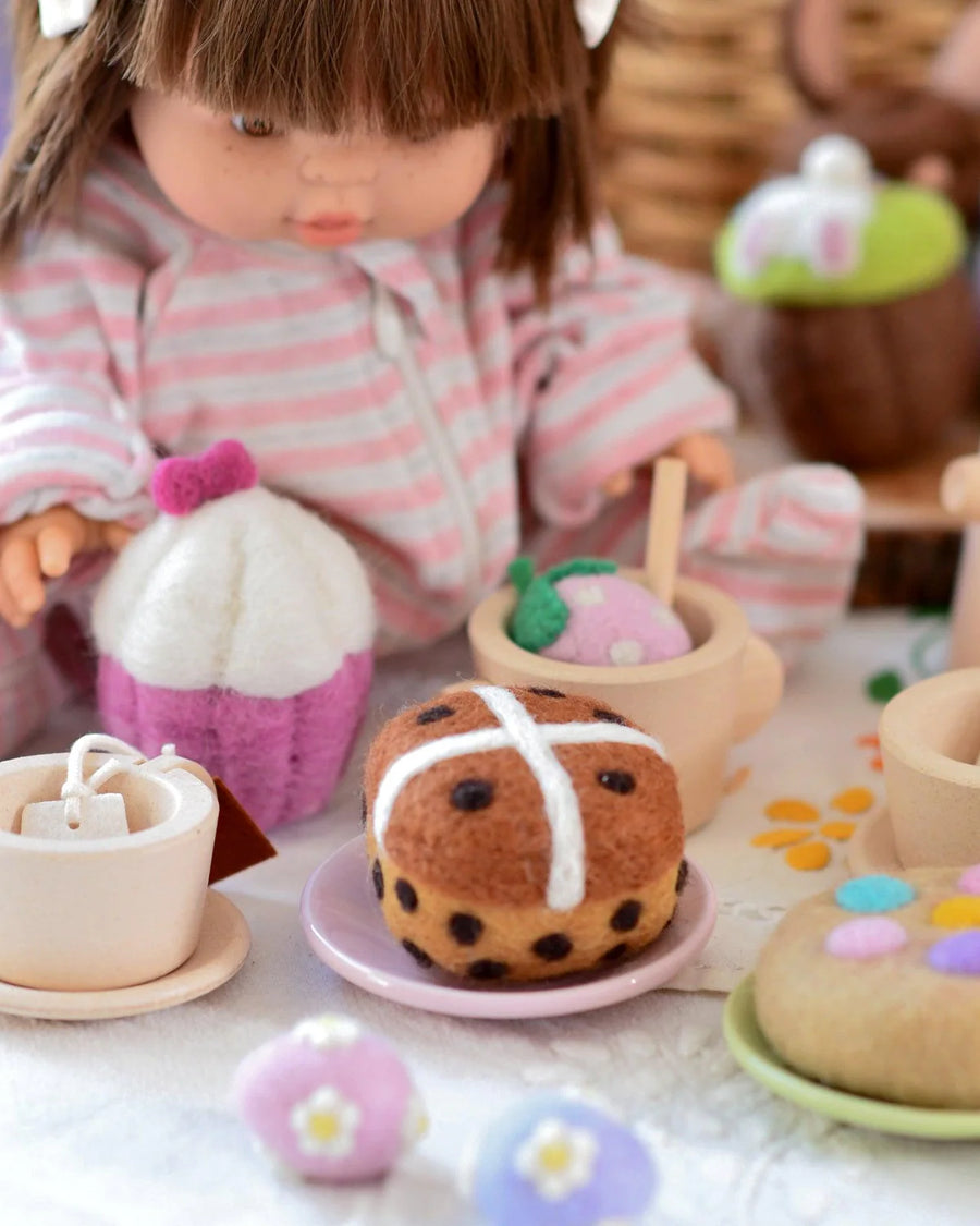 Tara Treasures | Felt Play Food, Hot Cross Bun