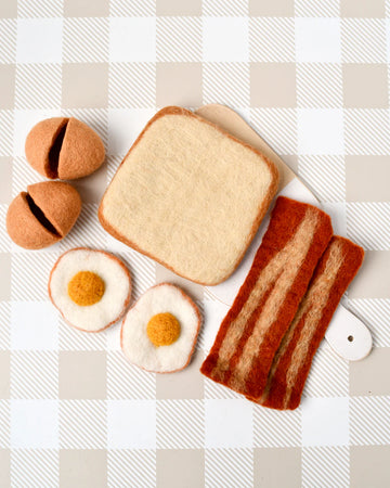 Tara Treasures | Felt Play Food, Bacon and Eggs Set