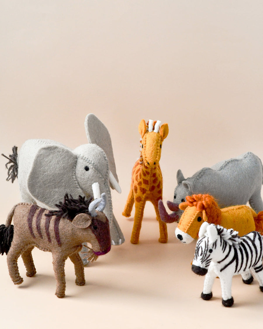 Tara Treasures | Felt Play Toys, Safari Animal Set (6pc)