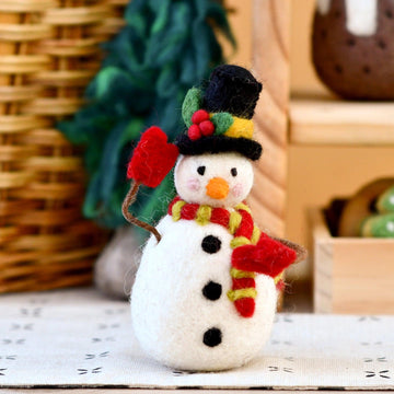 Tara Treasures | Felt Christmas Decoration, Snowman with Tophat