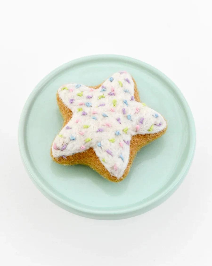 Tara Treasures | Felt Play Food, Star Icing Cookie with Sprinkles