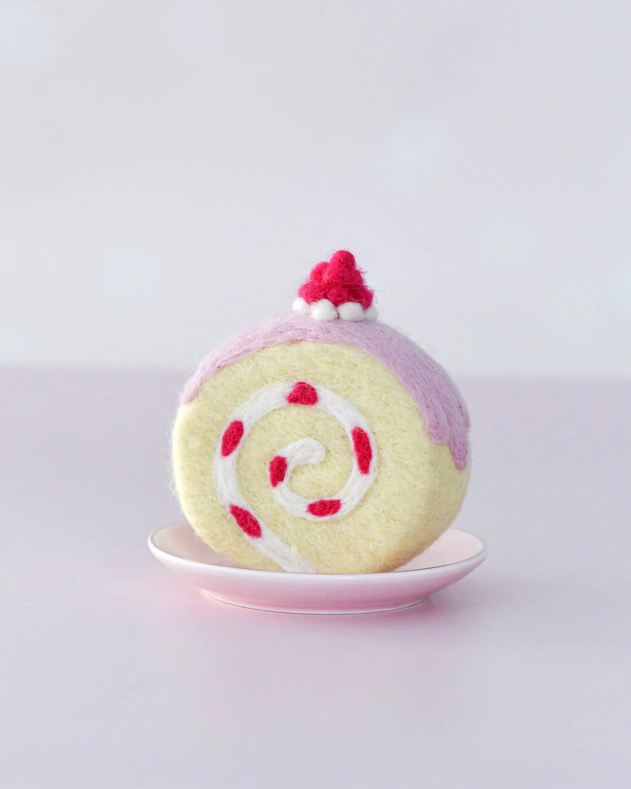 Tara Treasures | Felt Play Food, Strawberry Swiss Roll