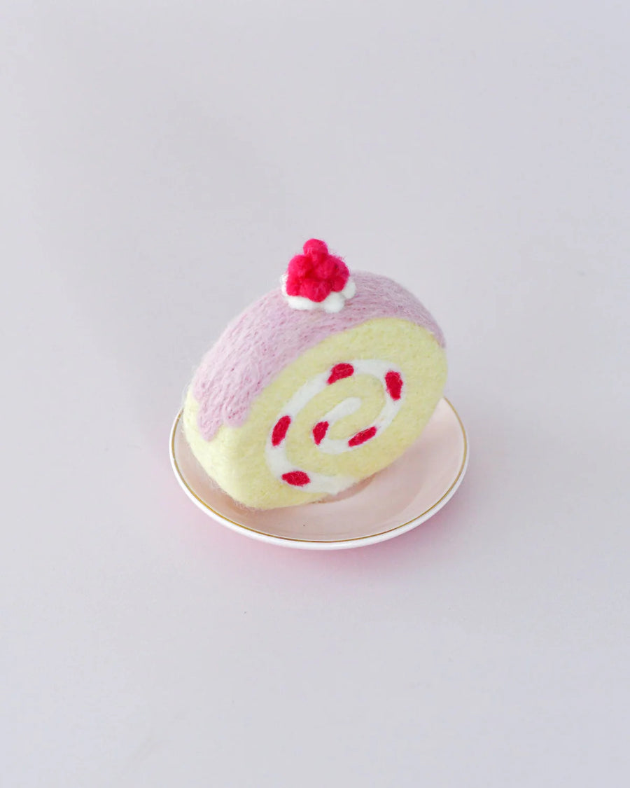 Tara Treasures | Felt Play Food, Strawberry Swiss Roll