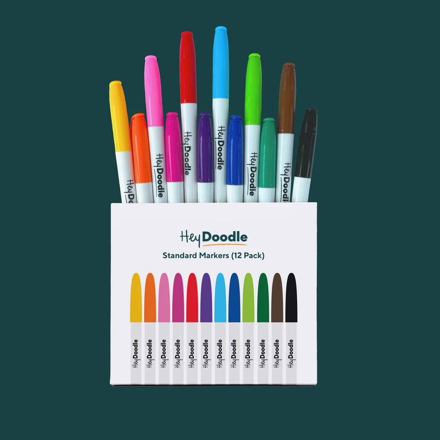 HeyDoodle | Standard Tip Markers (12 Pack)