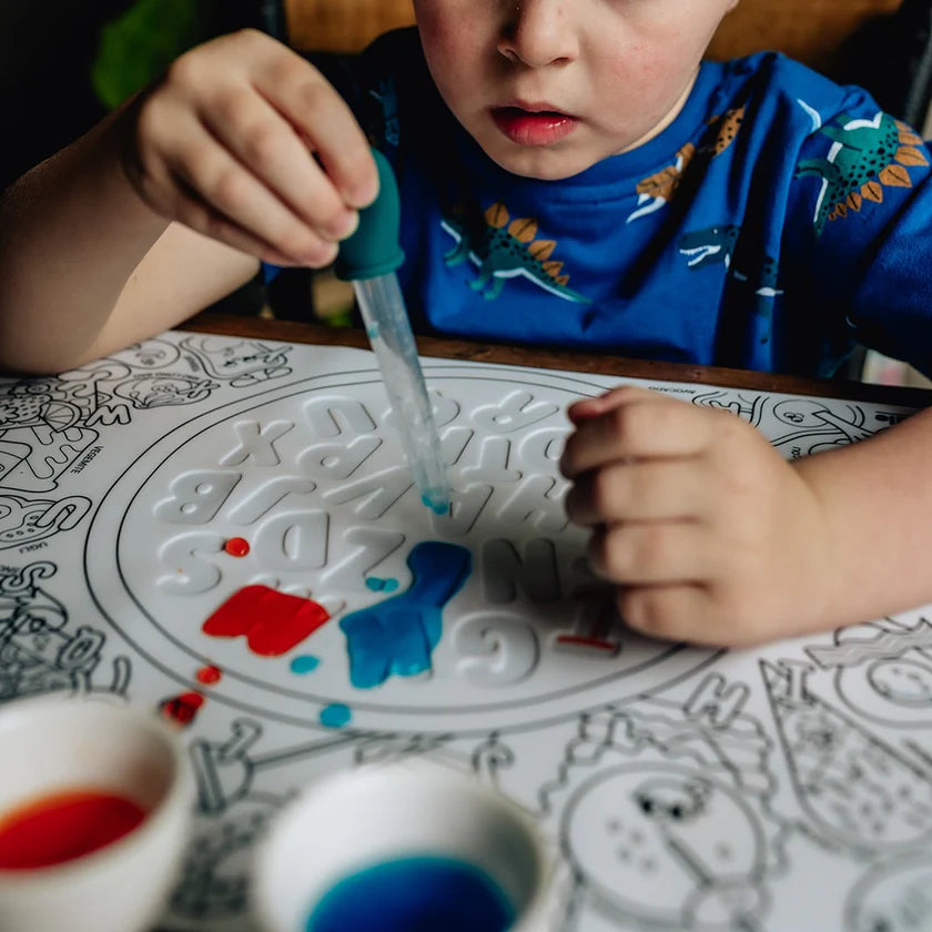 HeyDoodle | Reusable Sensory Mat, Alphabet Soup (Large)