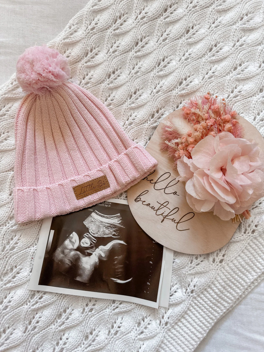 Little B's Nursery | Ribbed Baby Beanie, Cotton Candy Pink