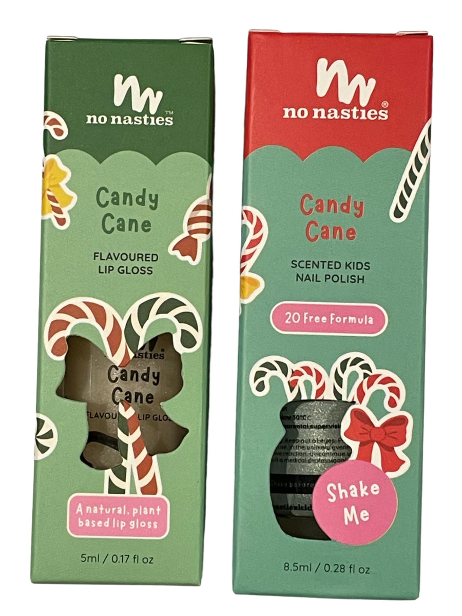 No Nasties |  Natural kids Lip Gloss & Nail Polish Duo, Candy Cane - Christmas Limited Edition