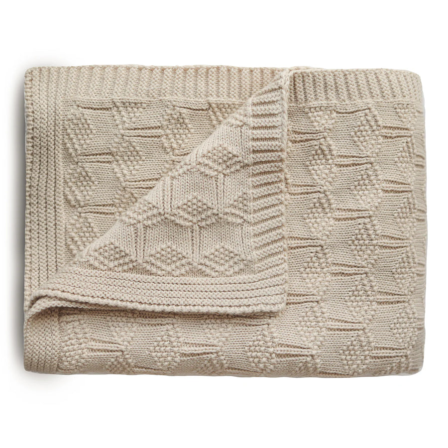 Mushie | Knitted Honeycomb Baby Blanket, Beige