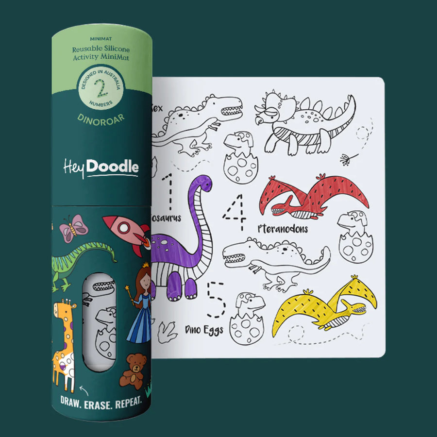 HeyDoodle | Reusable Colouring Mat, DinoRoar (Mini)