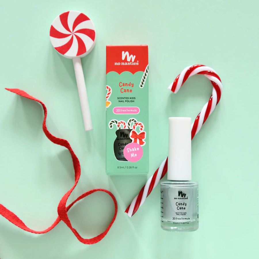 No Nasties | Kids Scented Nail Polish, Candy Cane - Christmas Limited Edition