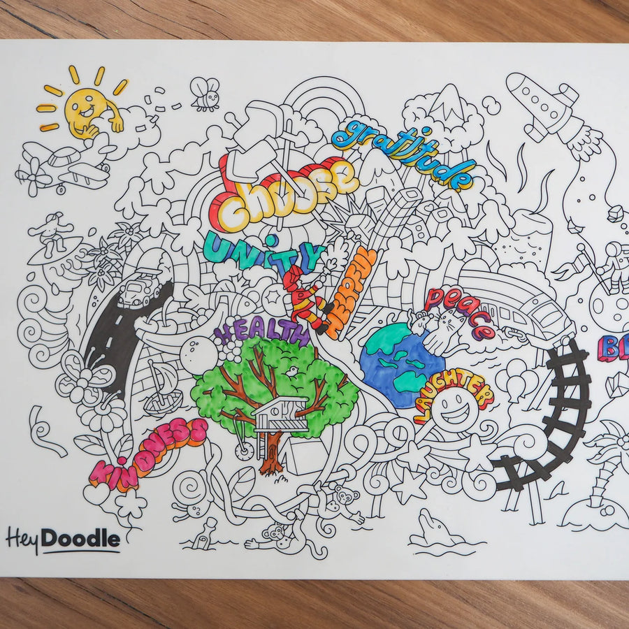 HeyDoodle | Reusable Colouring Mat, Brighter Days (Large)