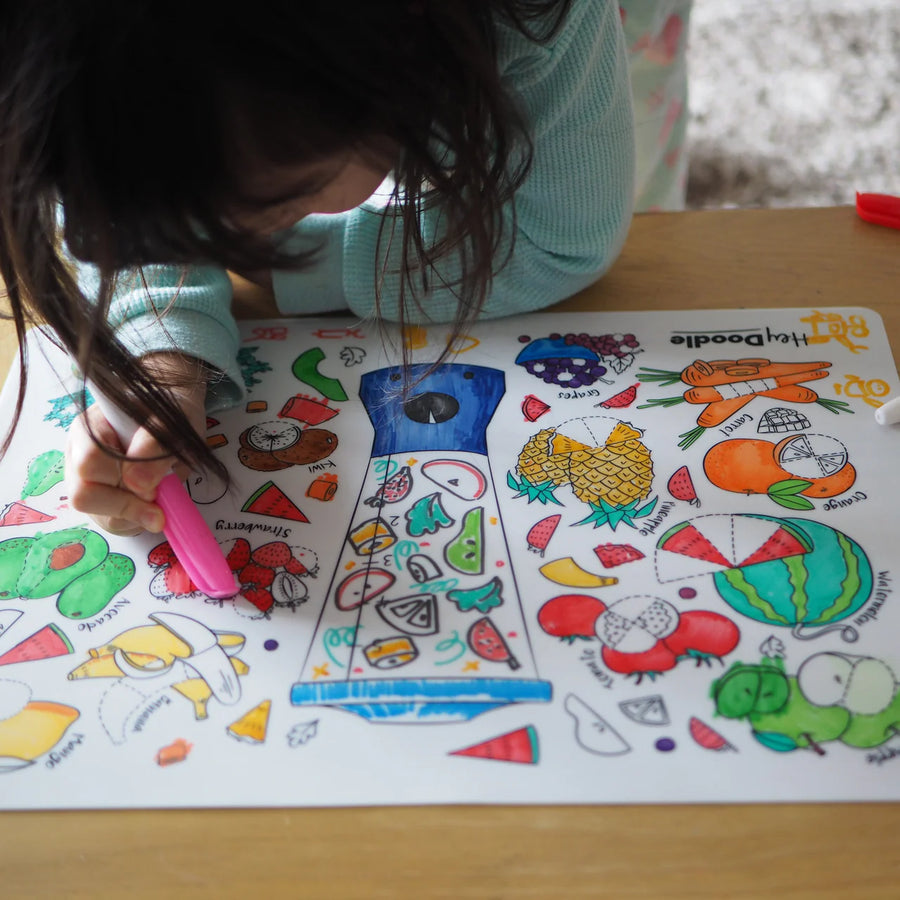 HeyDoodle | Reusable Colouring Mat, Breakfast Blend (Large)