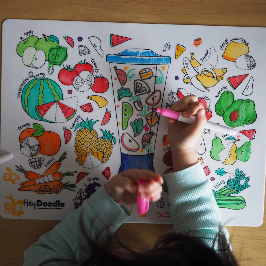 HeyDoodle | Reusable Colouring Mat, Breakfast Blend (Large)