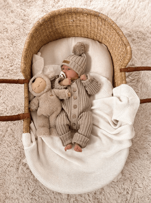 Ribbed Baby Beanie, Oak | Little B's Nursery | Little Lights Co.