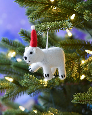 Tara Treasures | Felt Christmas Decoration, Polar Bear Ornament