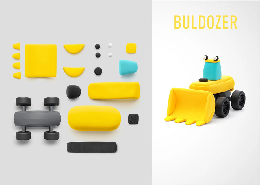 HEY CLAY | Construction Vehicles Set, 6 Cars