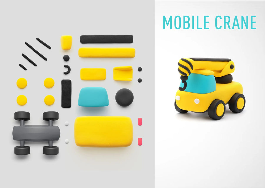 HEY CLAY | Construction Vehicles Set, 6 Cars