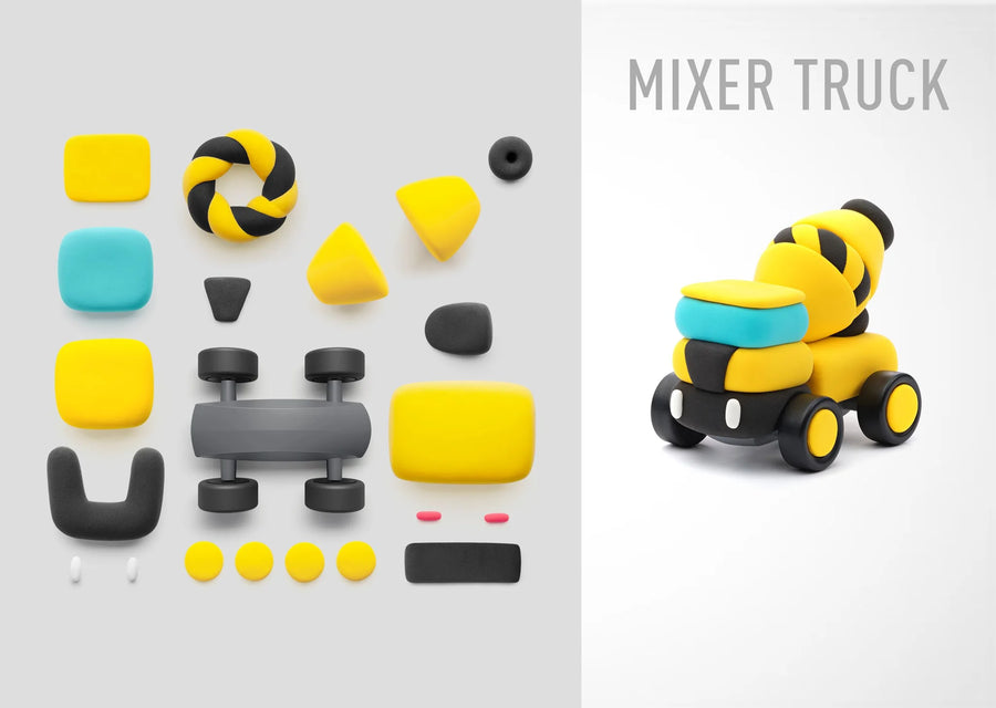 HEY CLAY | Construction Vehicles Set, 6 Cars