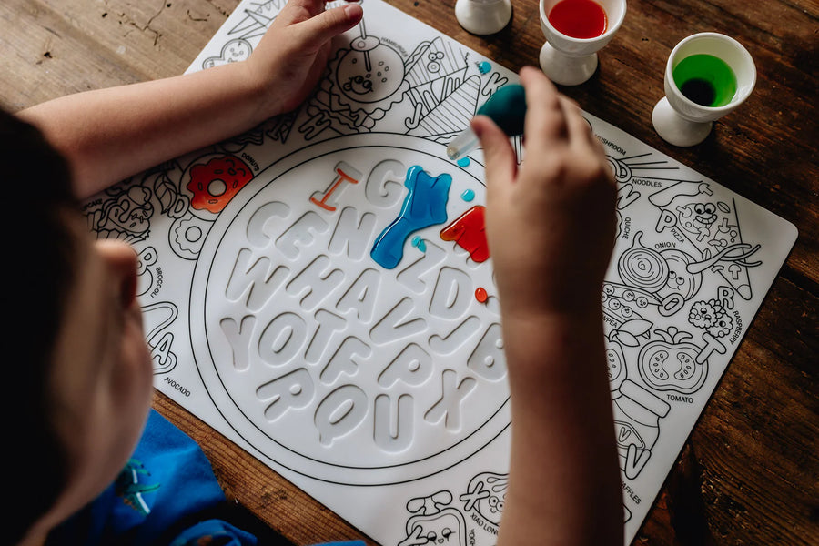 HeyDoodle | Reusable Sensory Mat, Alphabet Soup (Large)