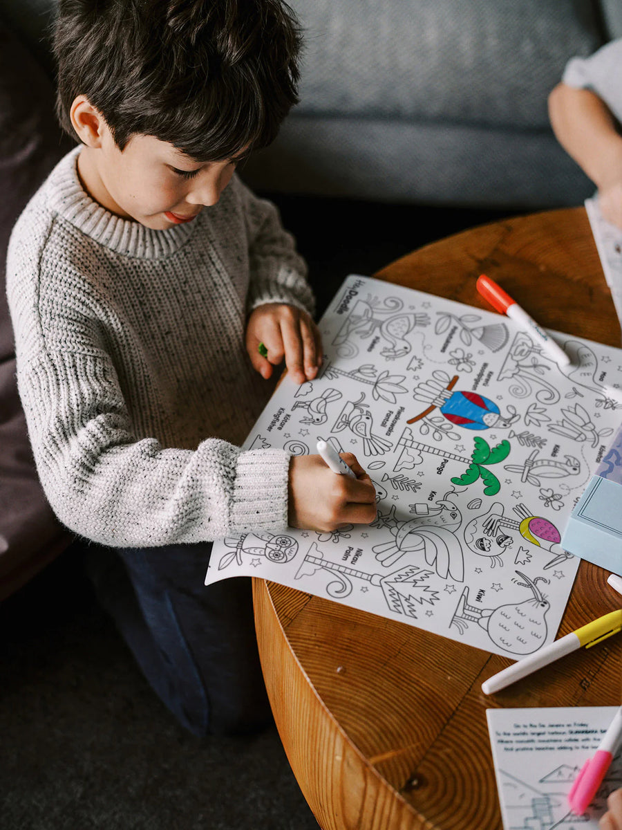 HeyDoodle | Reusable Colouring Mat, Wild of Aotearoa (Large)