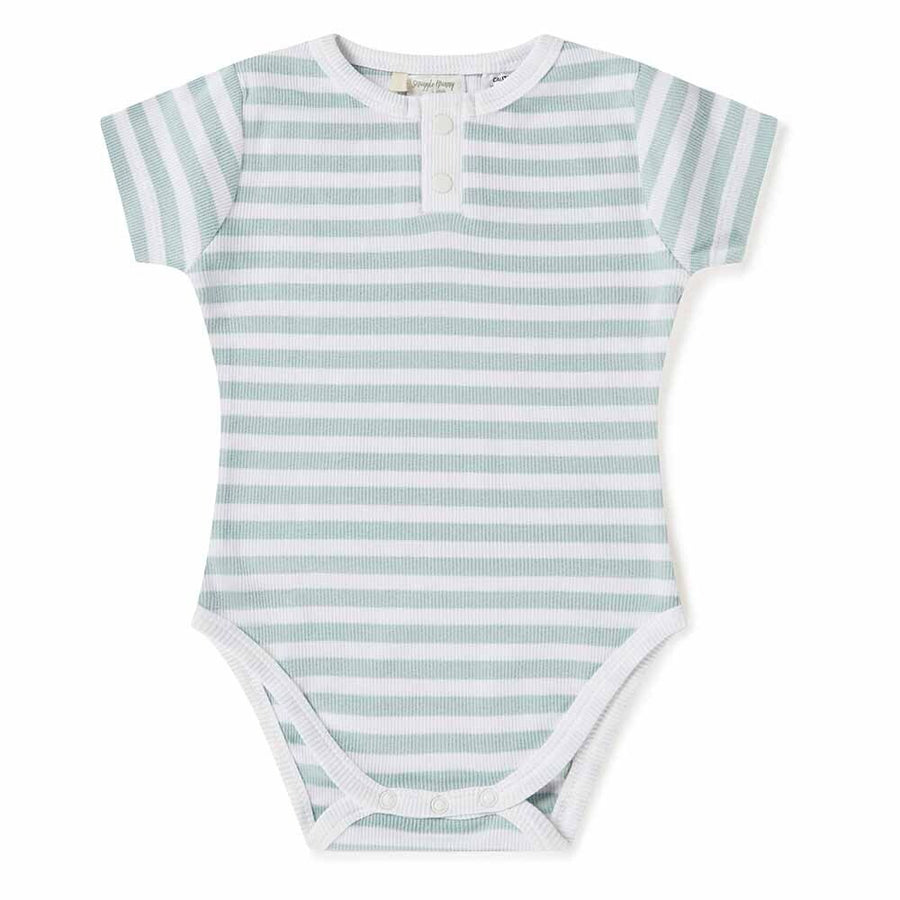 Snuggle Hunny Kids | Short Sleeve Bodysuit, Sage Stripe