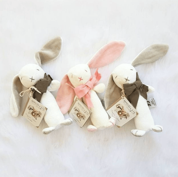 Rose The Bunny, Soft Organic Toy Stick Rattle | Maud n Lil | Little Lights Co.