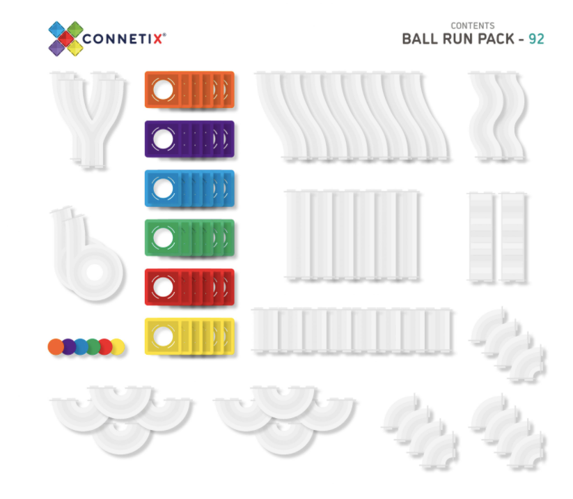 Connetix Magnetic Tiles | 92 Piece Ball Run Pack