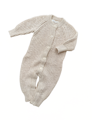 Ziggy Lou | Classic Knit Romper Chunky Textured, Honey | Little Lights Co.