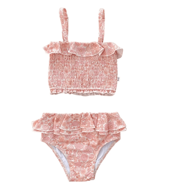 Shirred Two Piece Swimsuit - Retro Seashell | India & Grace | Little Lights Co.