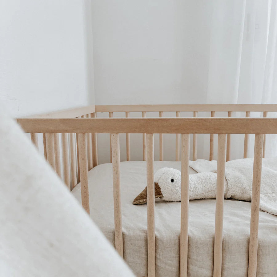 Home Lab | Linen Fitted Cot Sheet - Natural Oat | Little Lights Co.