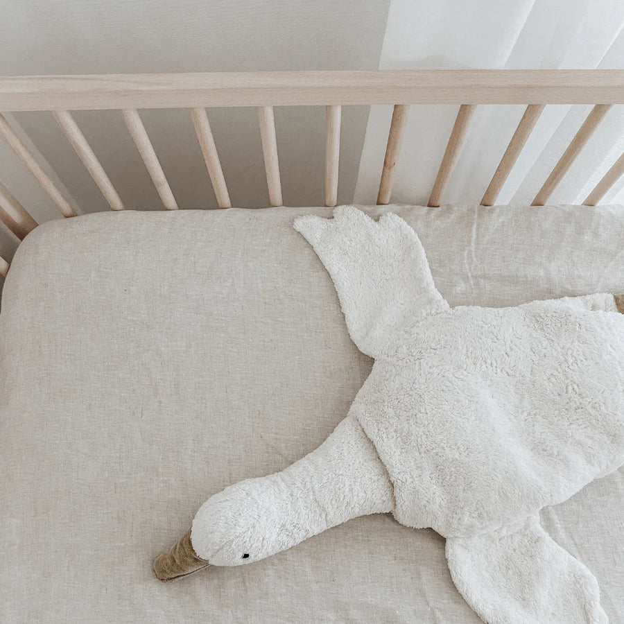 Home Lab | Linen Fitted Cot Sheet - Natural Oat | Little Lights Co.