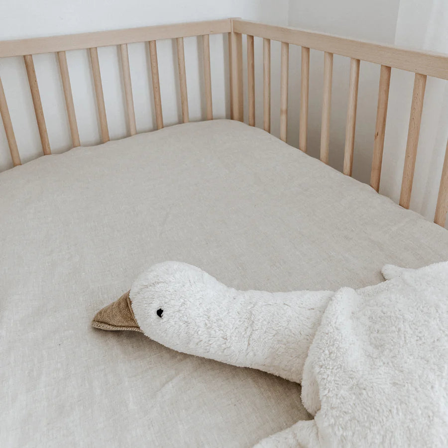 Home Lab | Linen Fitted Cot Sheet - Natural Oat | Little Lights Co.