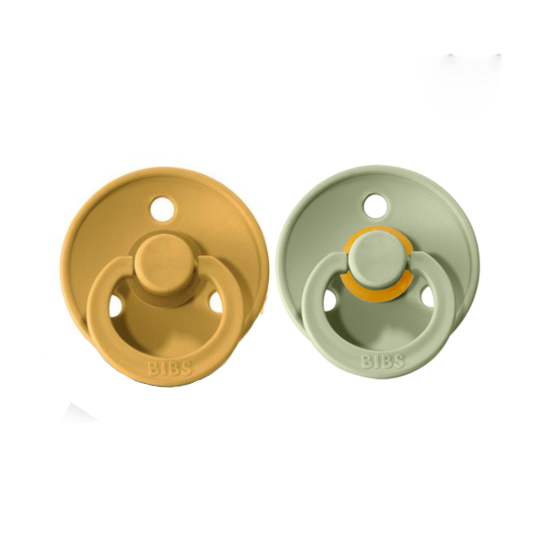 BIBS Pacifier Duo Pack - Mustard Sage - Size 2 | BIBS Dummies | Little Lights Co.